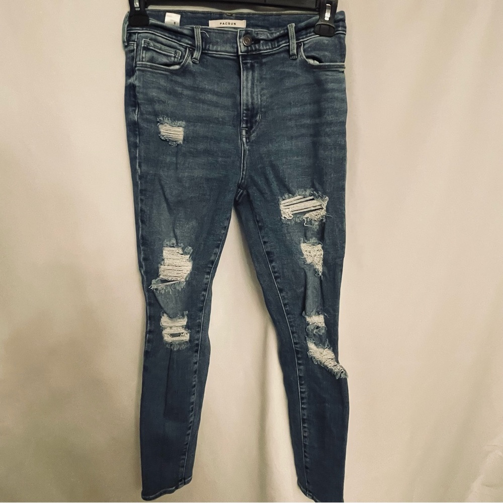 PacSun Blue Skinny Distressed Jeans